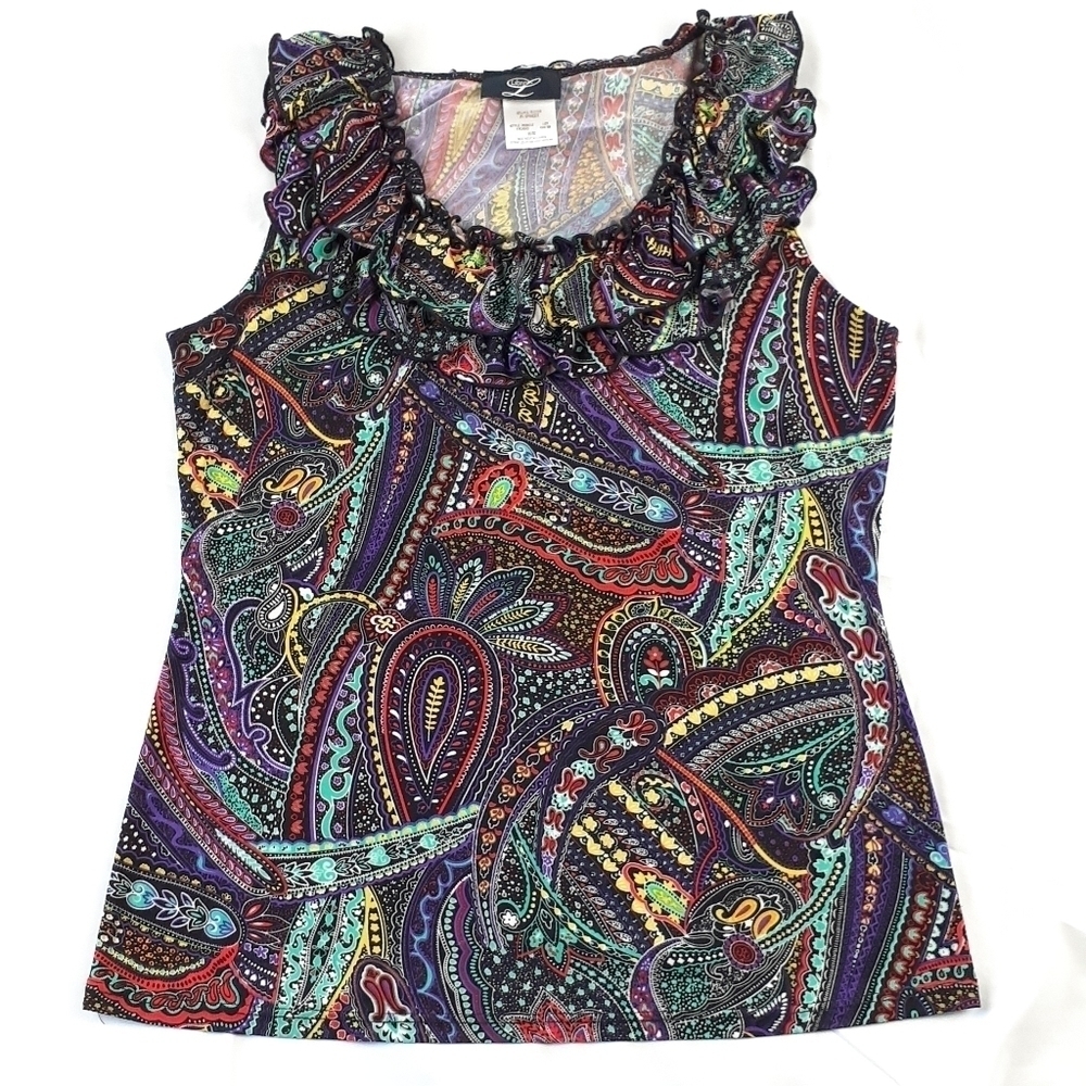 Libra Sleeveless Ruffle Collared Blouse Size Medium